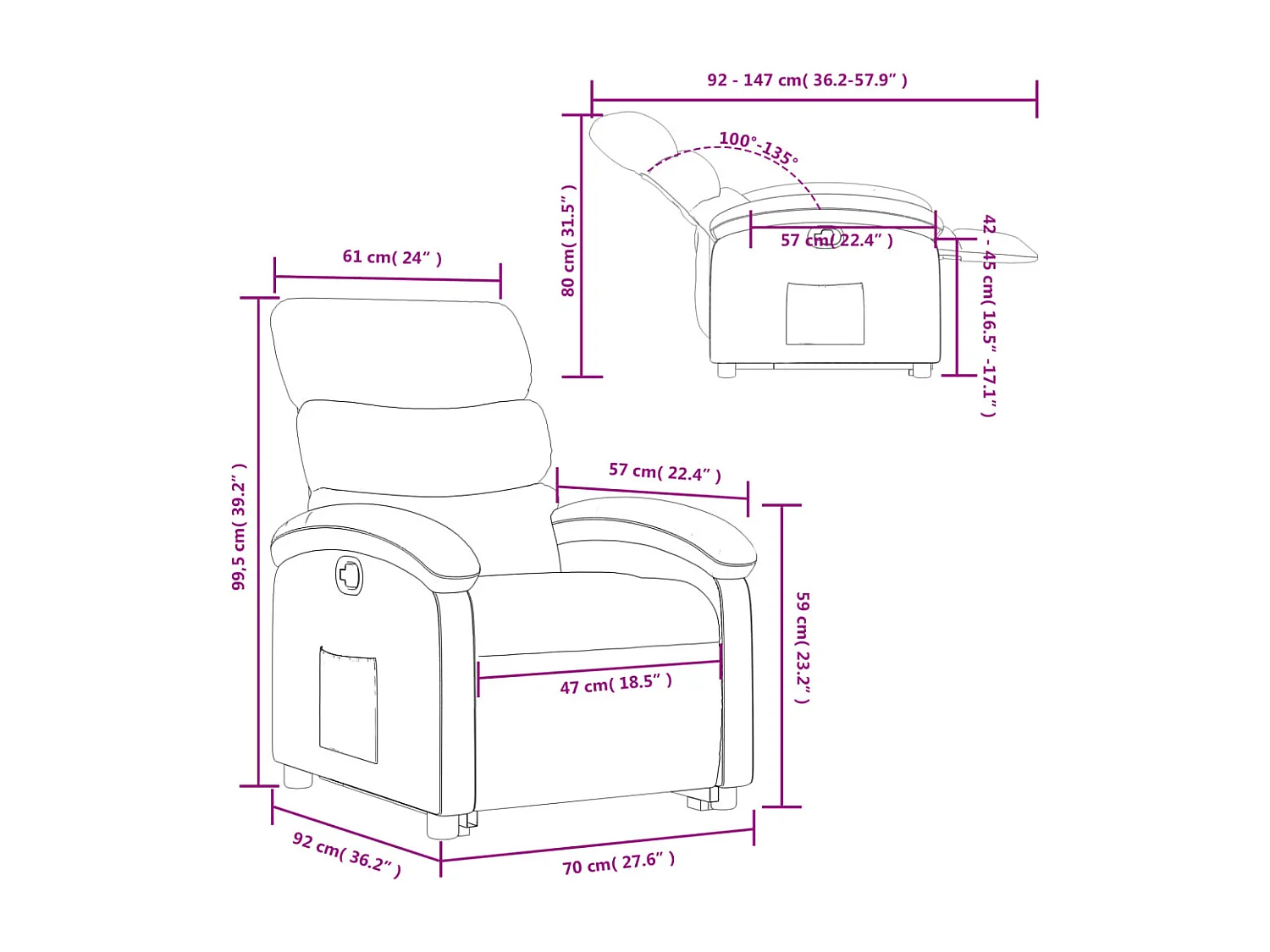 Poltrona reclinável elevatória tecido cinzento-claro