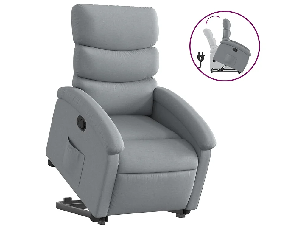 Relaxsessel mit Aufstehhilfe Hellgrau Stoff