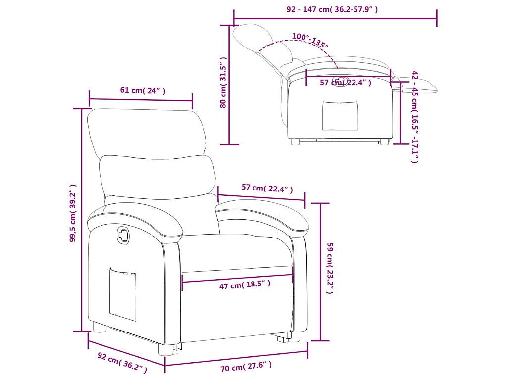Relaxsessel mit Aufstehhilfe Hellgrau Stoff