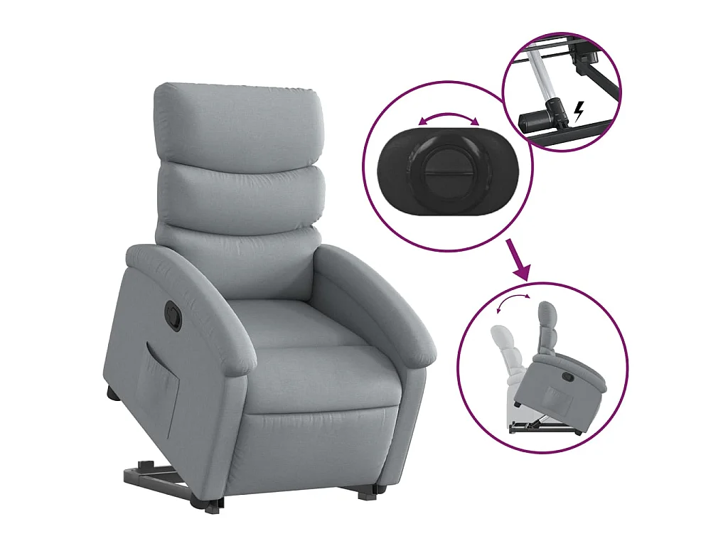 Relaxsessel mit Aufstehhilfe Hellgrau Stoff