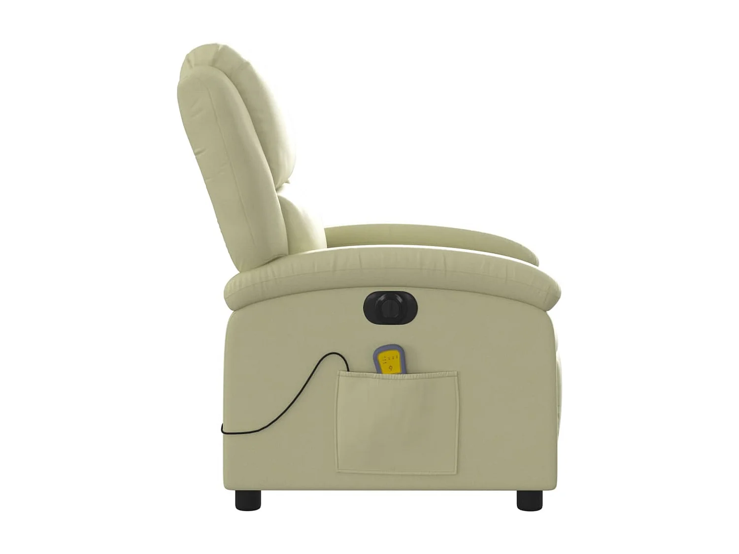 Fauteuil de massage inclinable électrique crème cuir véritable