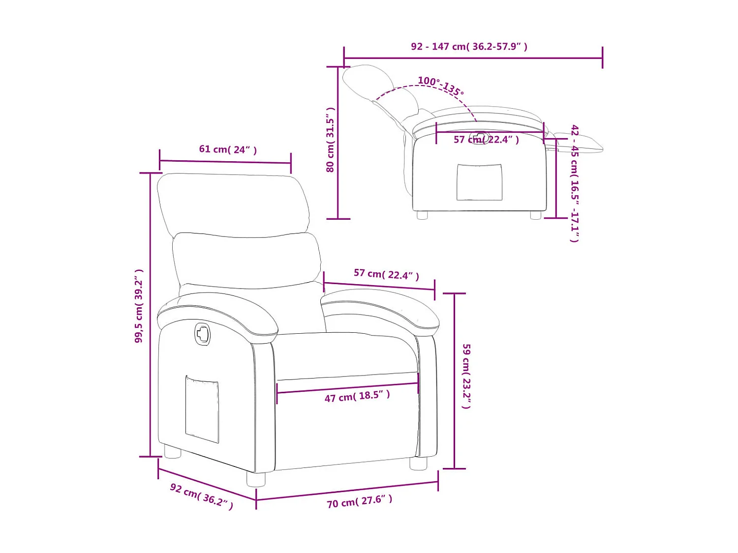 Fauteuil inclinable Cappuccino Similicuir