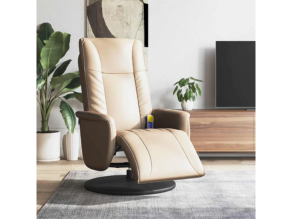 Massagesessel mit Fußteil Cappuccino-Braun Kunstleder