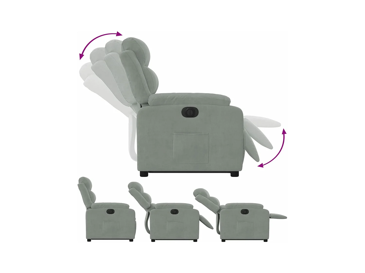 Fauteuil inclinable électrique gris clair velours