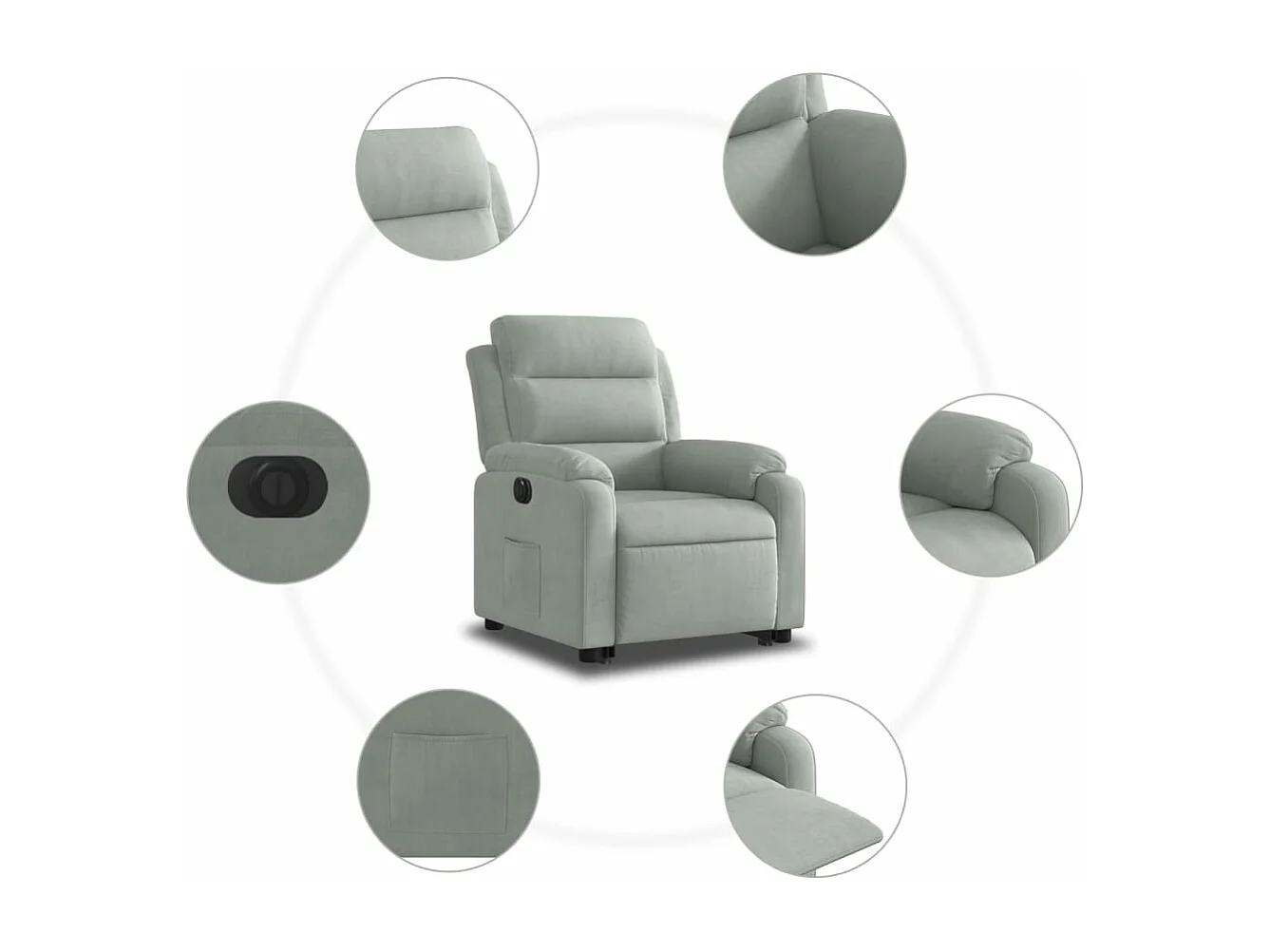 Fauteuil inclinable électrique gris clair velours