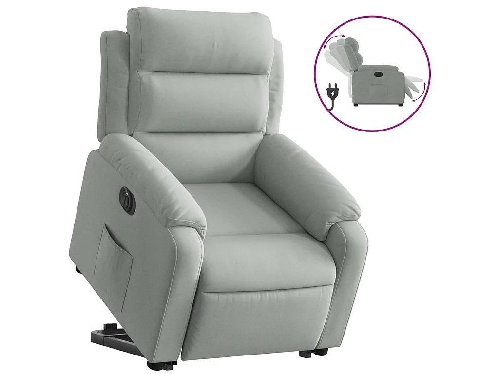 Fauteuil inclinable électrique gris clair velours