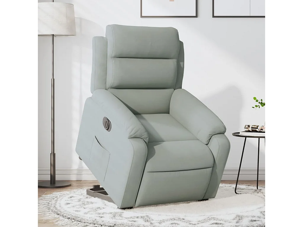 Fauteuil inclinable électrique gris clair velours