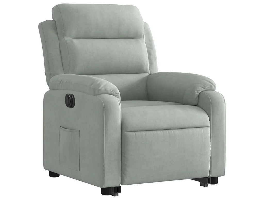 Fauteuil inclinable électrique gris clair velours