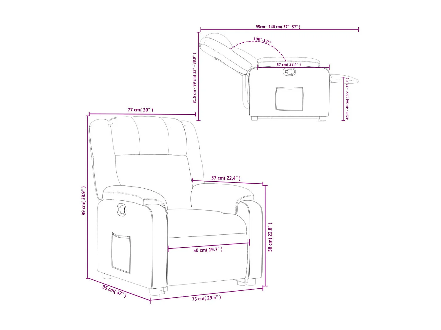Fauteuil inclinable Crème Similicuir