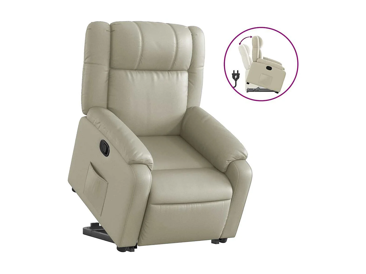 Poltrona Alzapersona Reclinabile Crema in Similpelle
