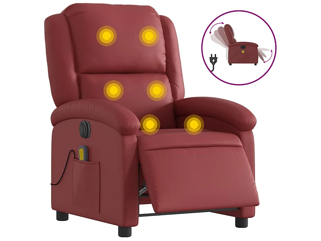 Massagesessel Elektrisch Weinrot Kunstleder