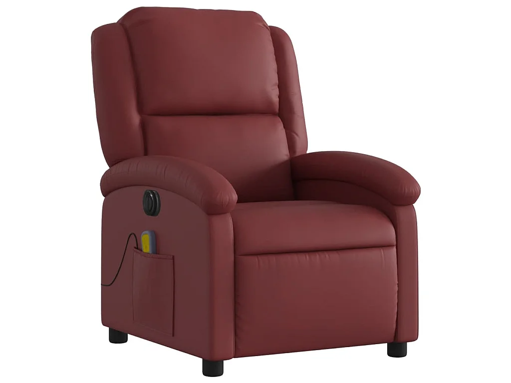 Massagesessel Elektrisch Weinrot Kunstleder