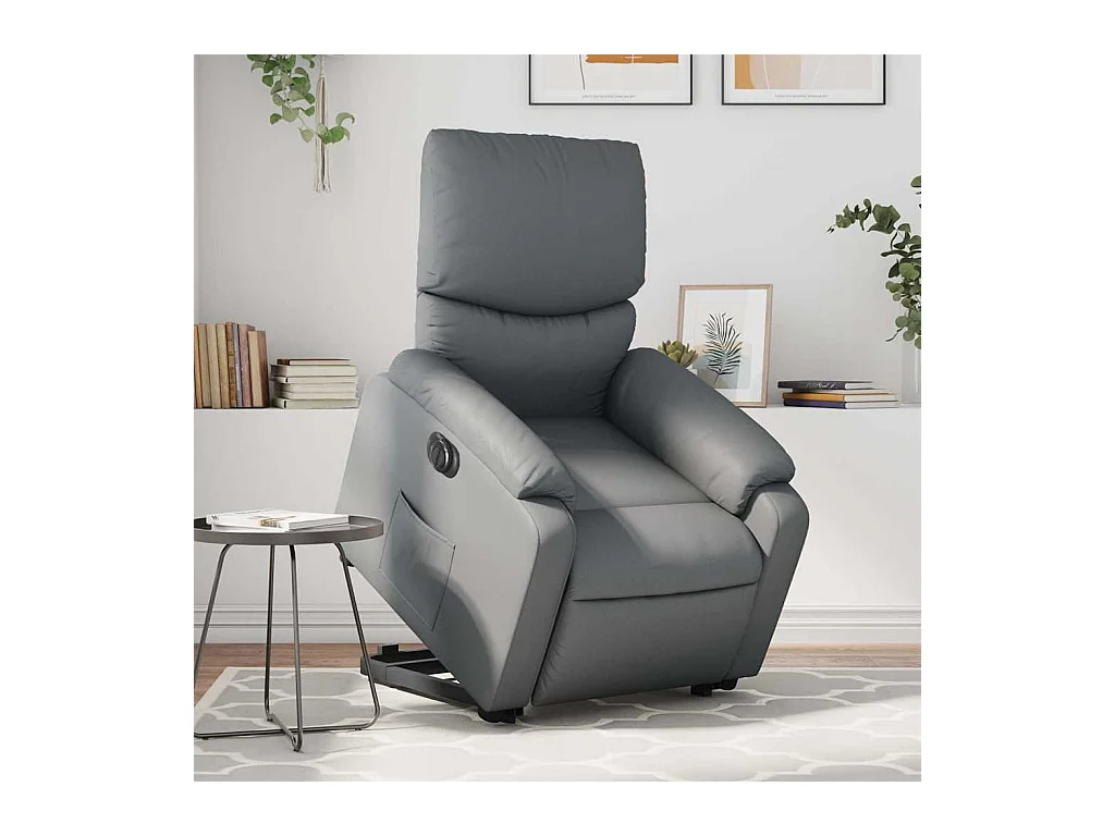 Fauteuil inclinable électrique gris similicuir