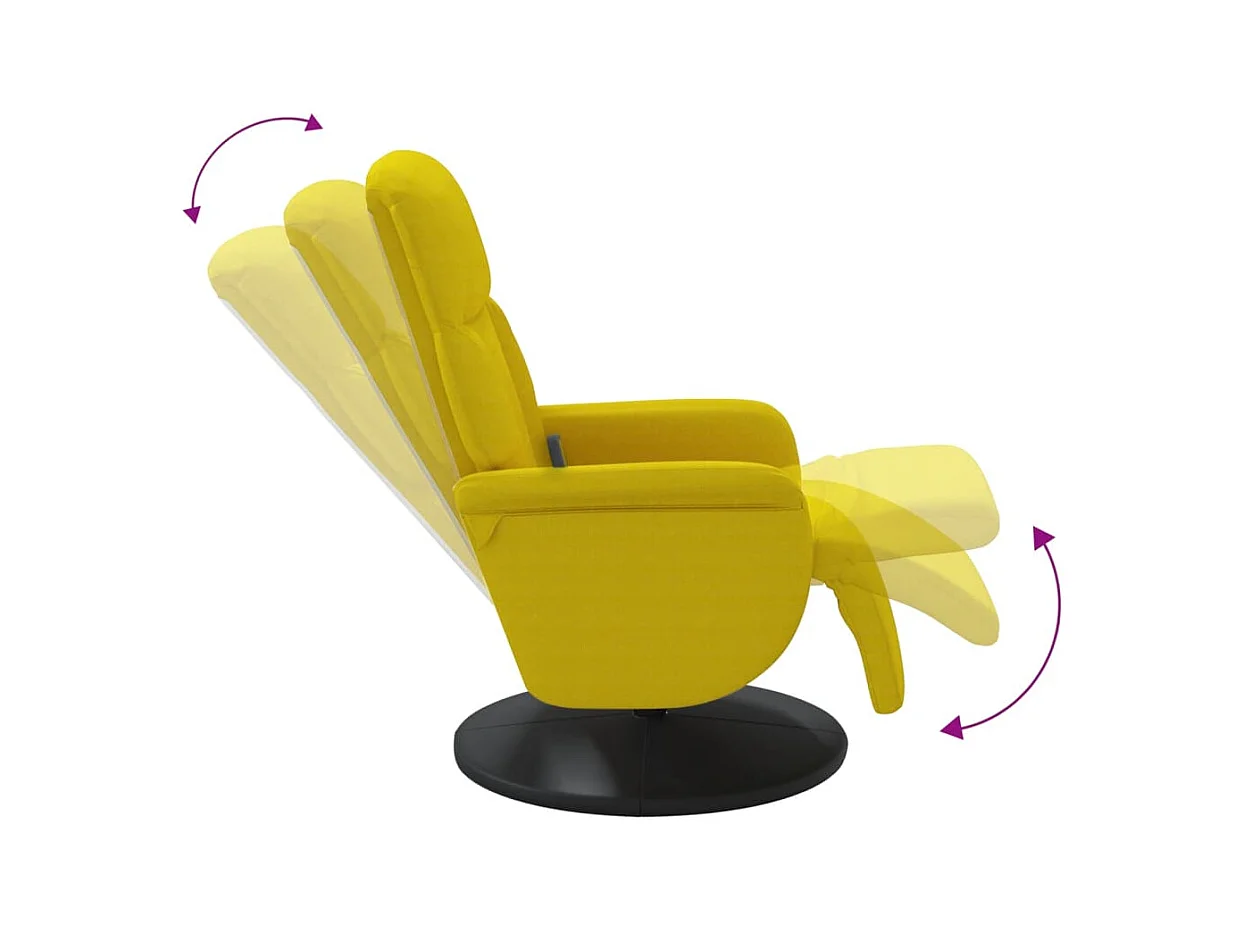 Fauteuil inclinable de massage avec repose-pied jaune velours