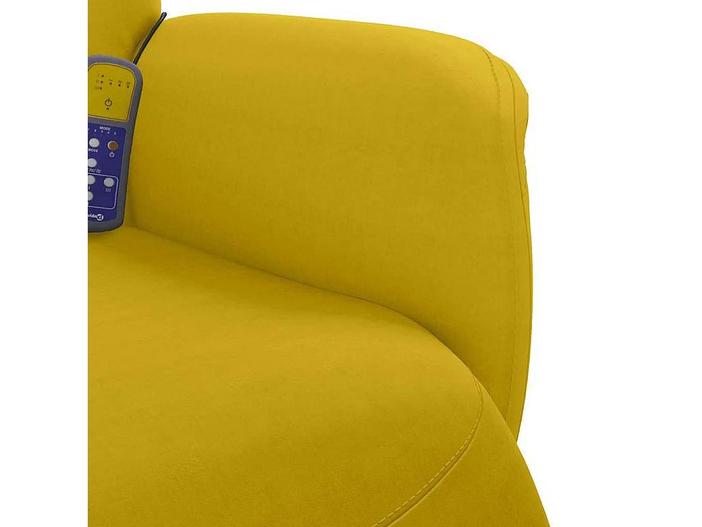 Sillón reclinable masaje con reposapiés terciopelo amarillo