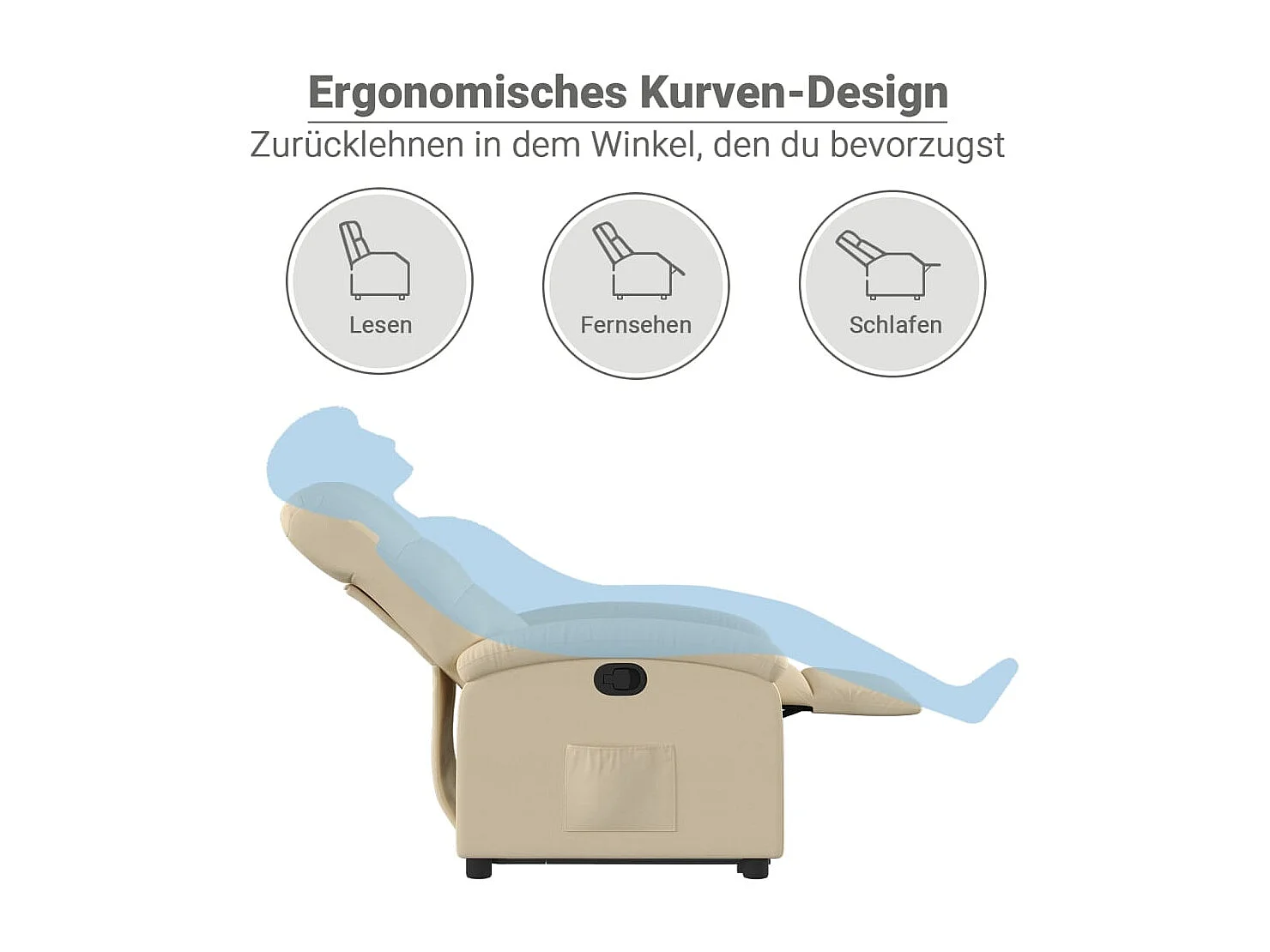 Relaxsessel mit Aufstehhilfe Creme Stoff