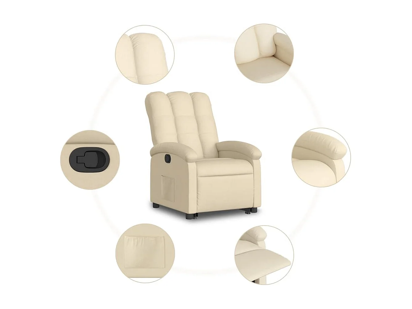 Relaxsessel mit Aufstehhilfe Creme Stoff