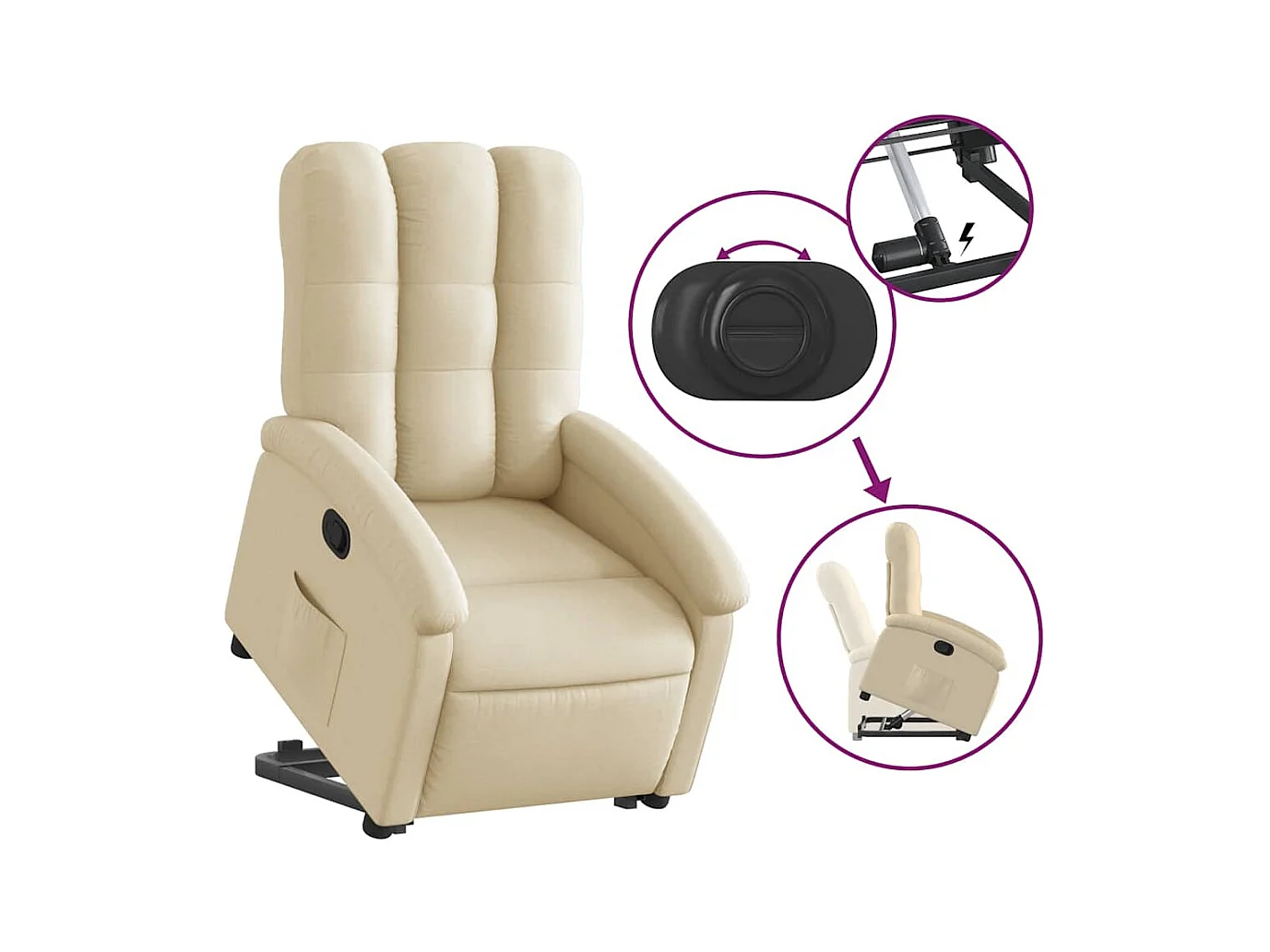 Fauteuil inclinable Crème Tissu