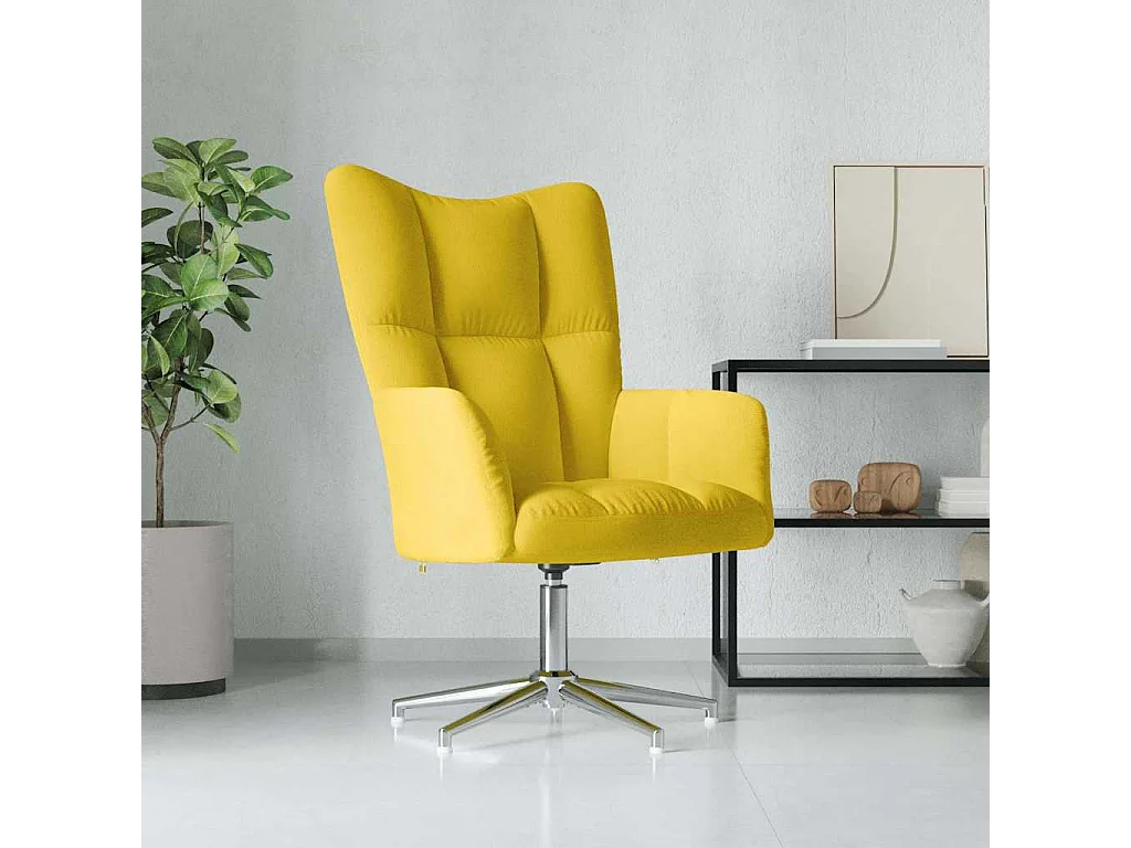 Sillón de relax de terciopelo amarillo mostaza