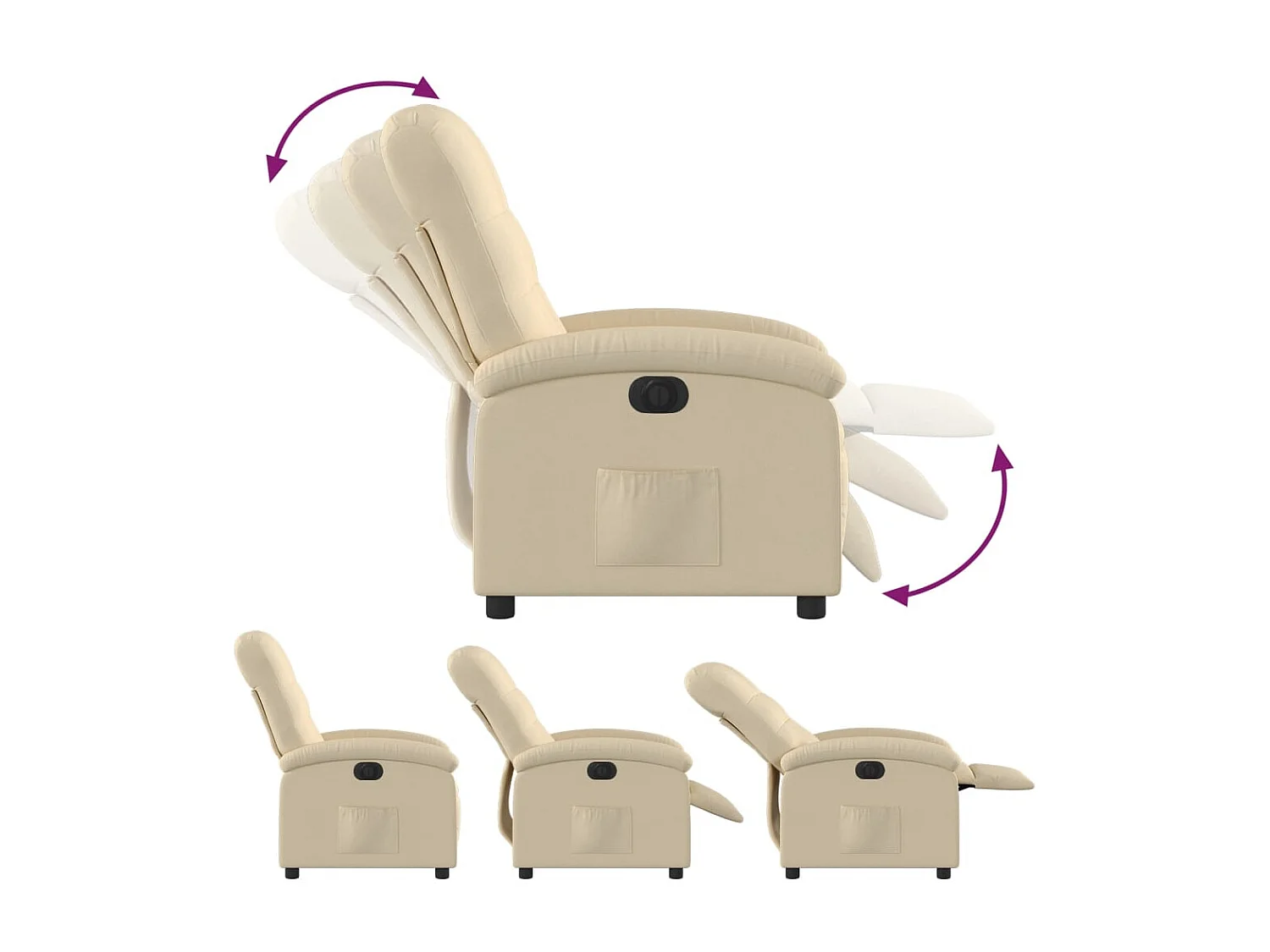 Poltrona Elettrica Reclinabile Crema in Tessuto