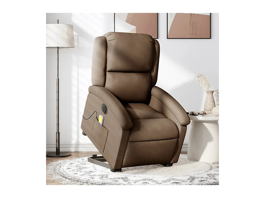 Fauteuil inclinable de massage électrique Marron Tissu