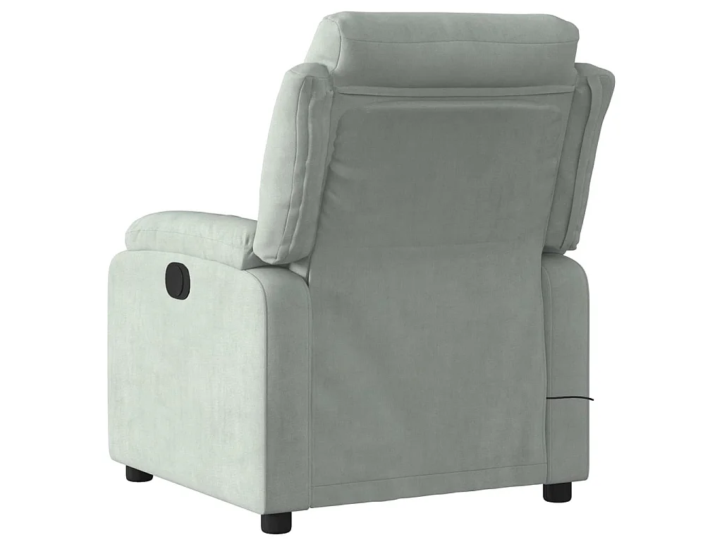 Poltrona Elettrica Massaggi Reclinabile Grigio Chiaro Velluto
