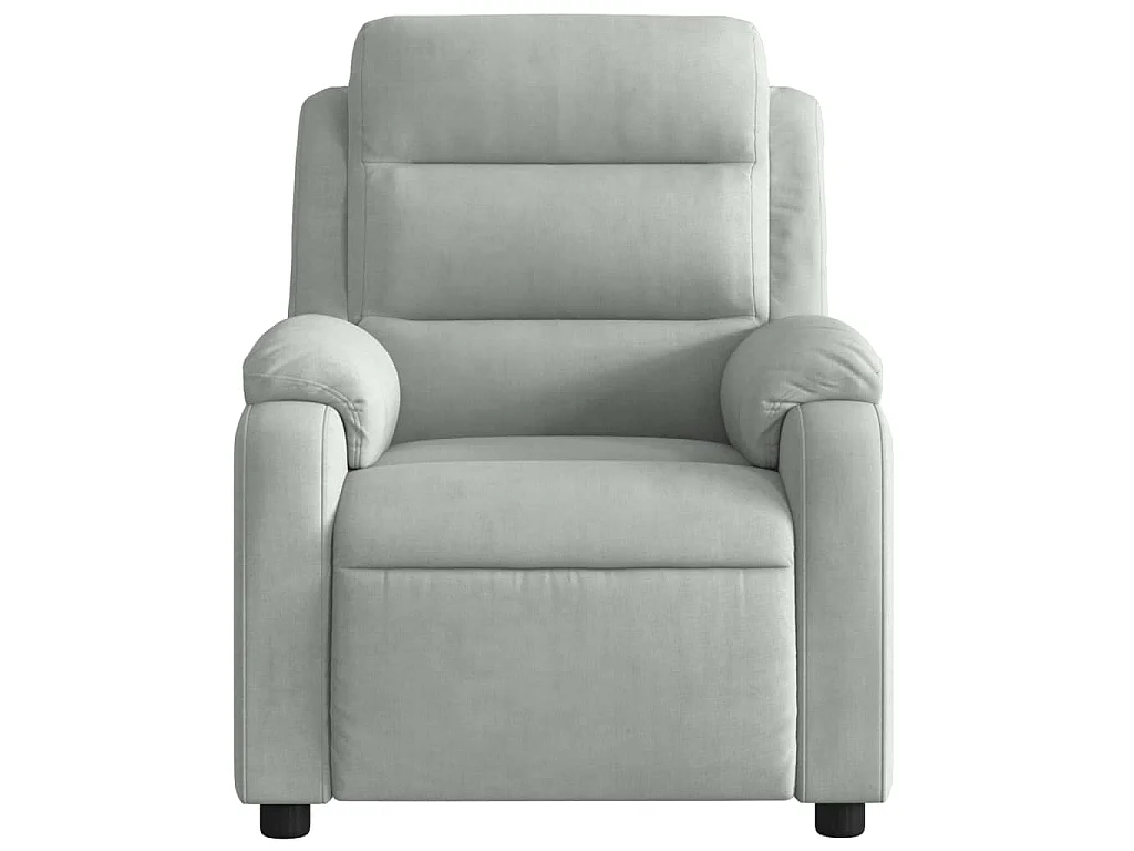 Poltrona Elettrica Massaggi Reclinabile Grigio Chiaro Velluto