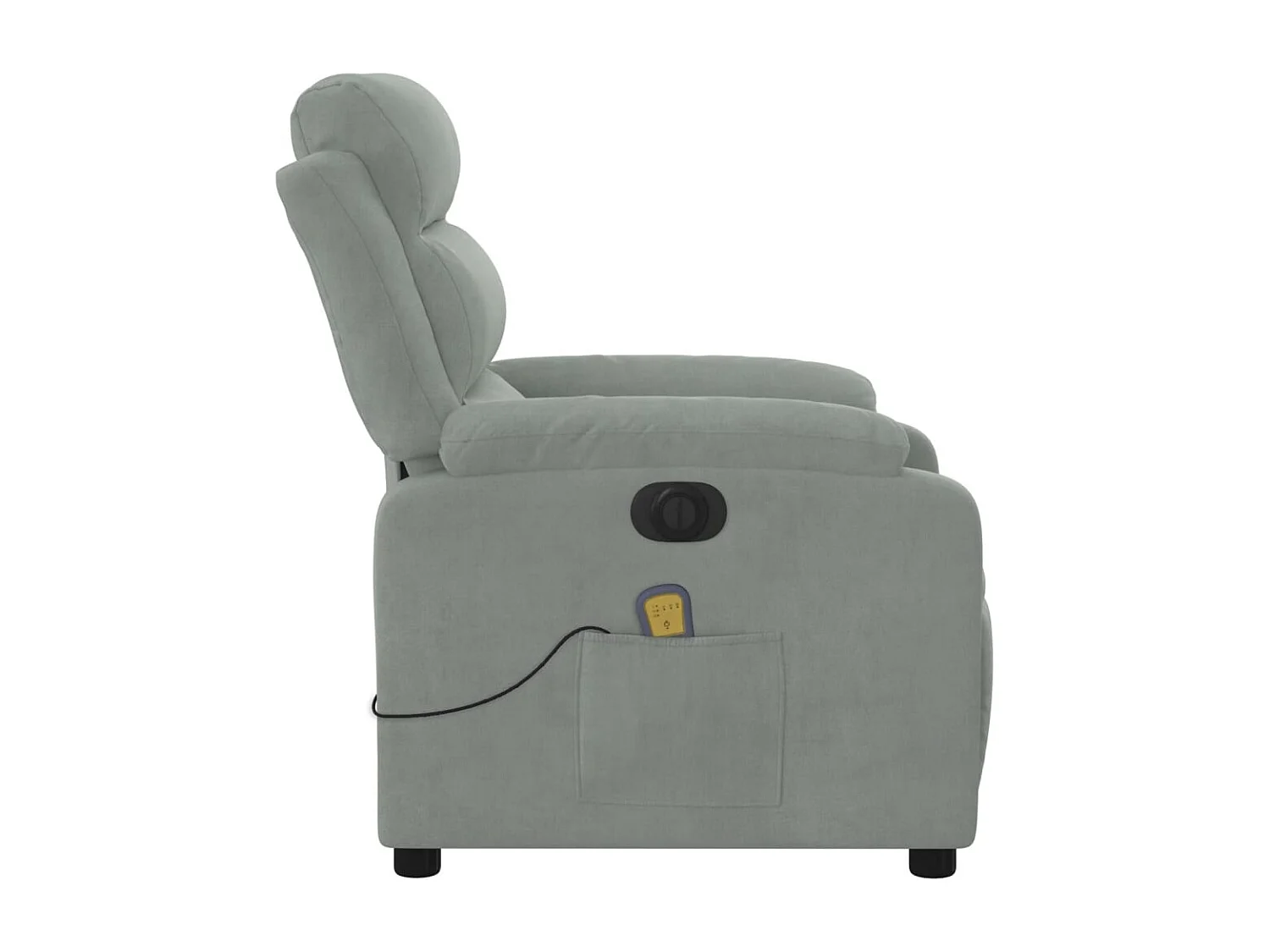Poltrona Elettrica Massaggi Reclinabile Grigio Chiaro Velluto