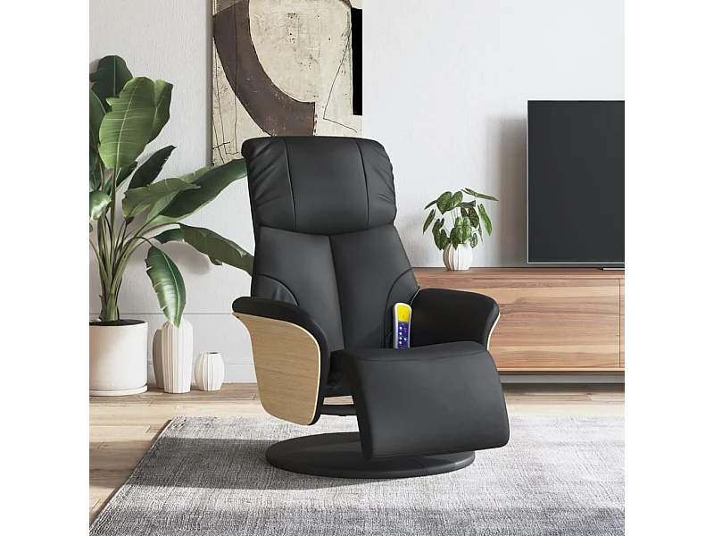 Massagesessel mit Fußteil Schwarz Kunstleder