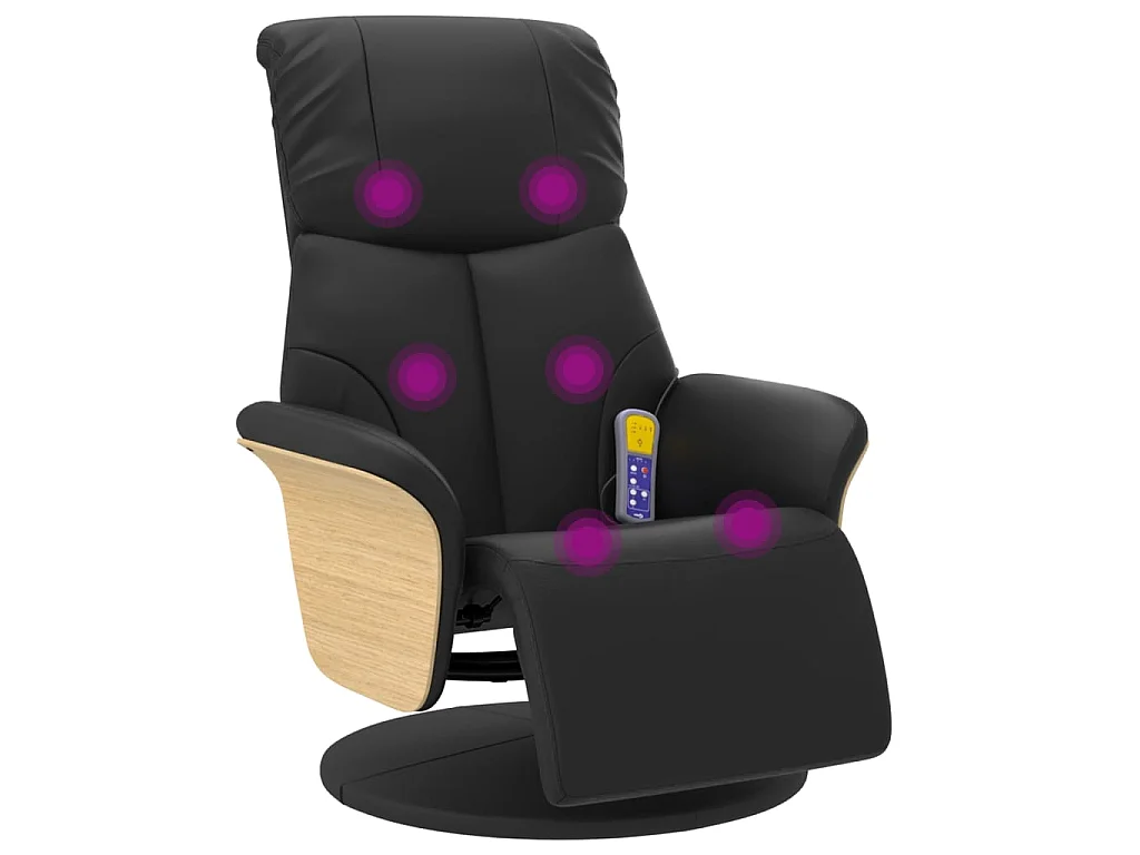 Massagesessel mit Fußteil Schwarz Kunstleder