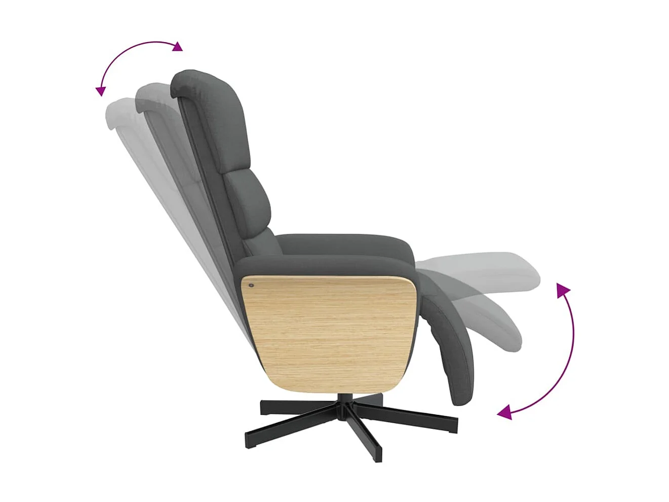 Fauteuil inclinable avec repose-pieds gris foncé tissu