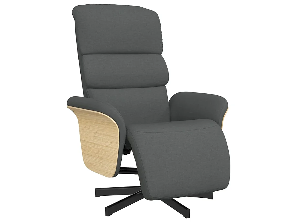 Fauteuil inclinable avec repose-pieds gris foncé tissu