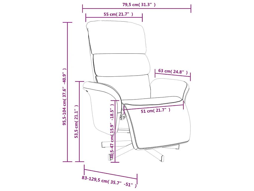 Fauteuil inclinable avec repose-pieds gris foncé tissu