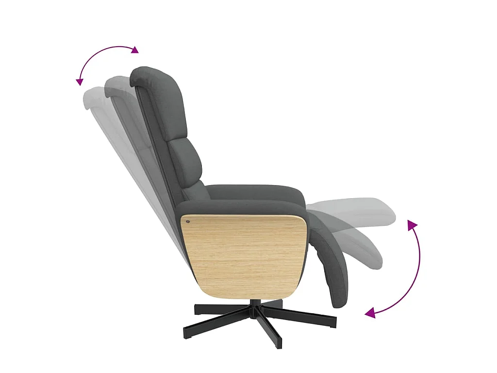 Fauteuil inclinable avec repose-pieds gris foncé tissu