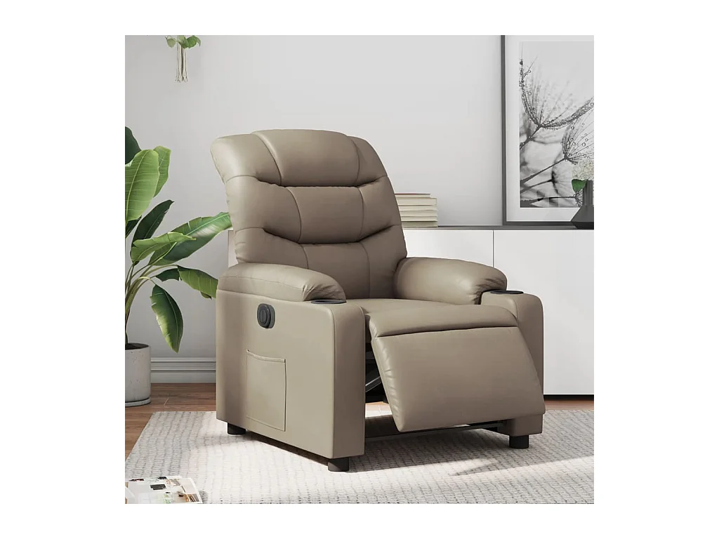 Fauteuil verstelbaar elektrisch kunstleer cappuccinokleurig