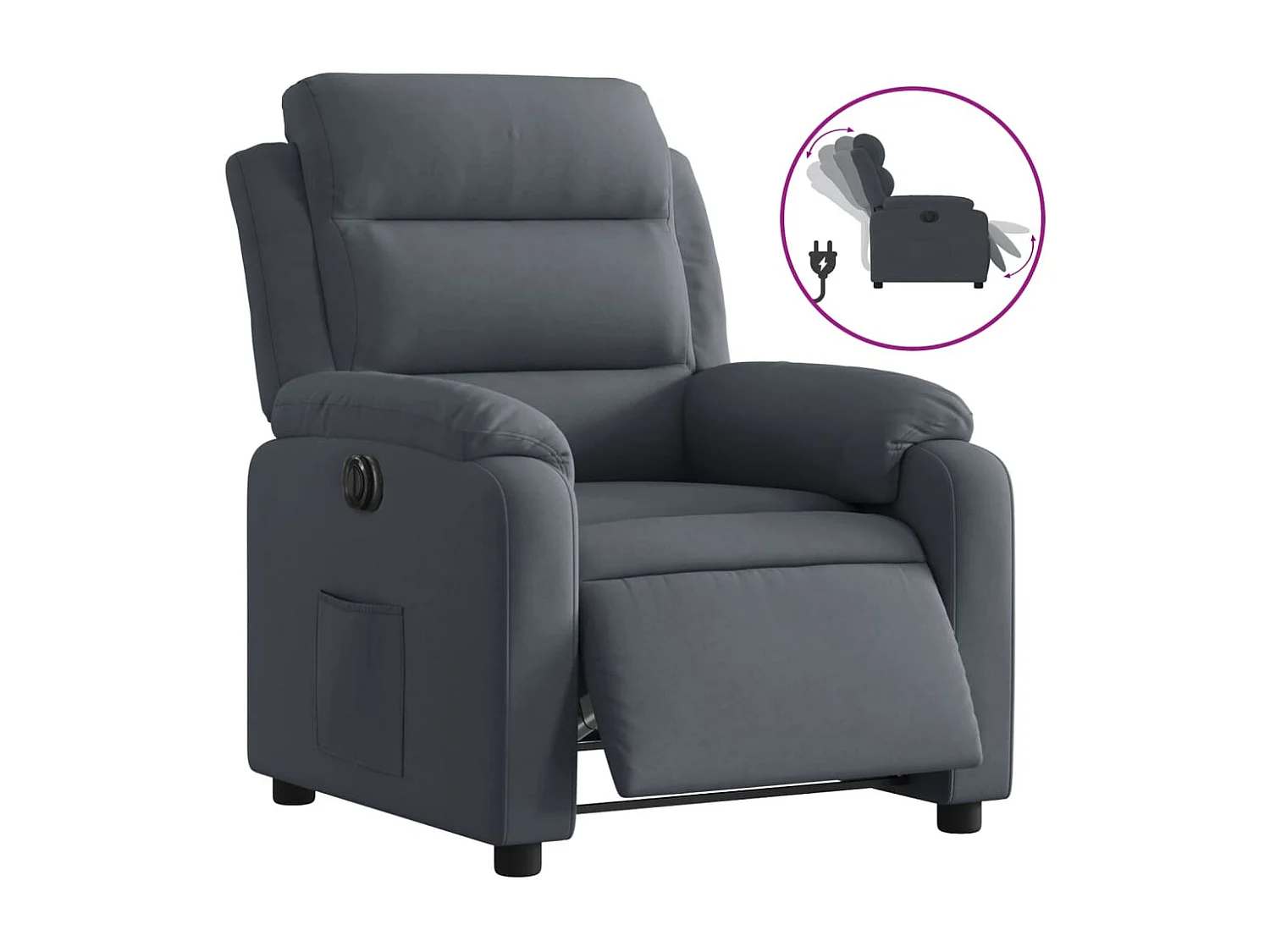 Fauteuil inclinable électrique Gris foncé Velours