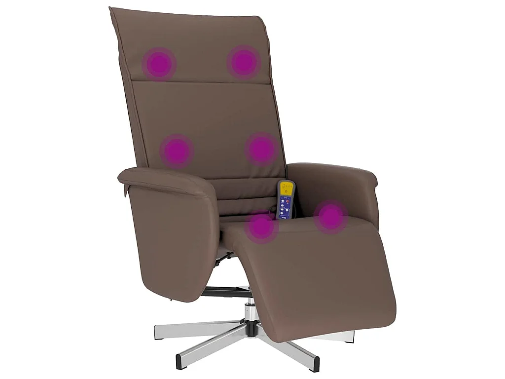 Fauteuil inclinable de massage repose-pieds marron similicuir