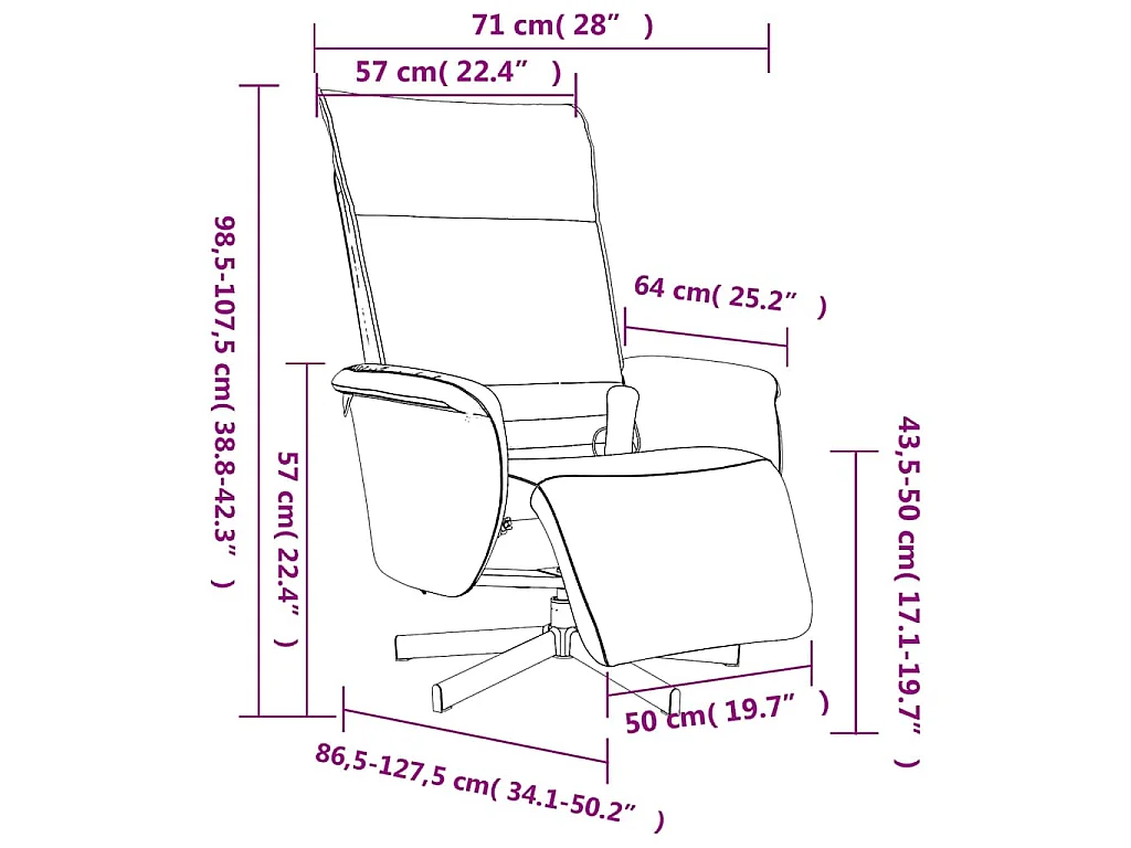 Fauteuil inclinable de massage repose-pieds marron similicuir