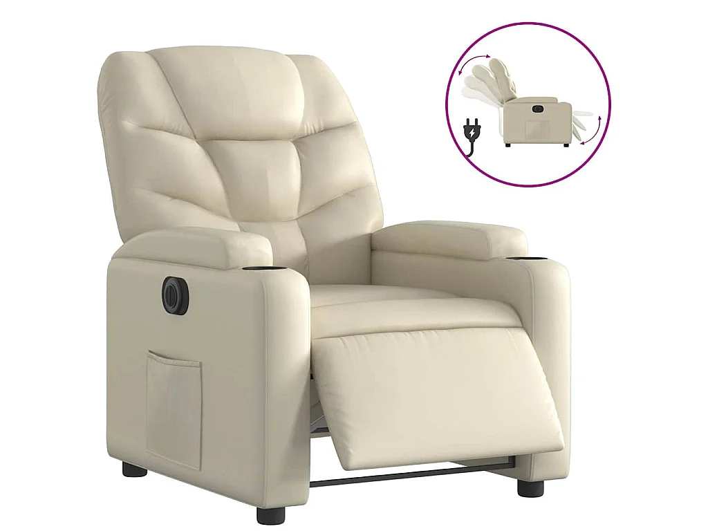 Fauteuil inclinable électrique Crème Similicuir