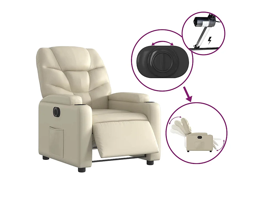 Fauteuil inclinable électrique Crème Similicuir