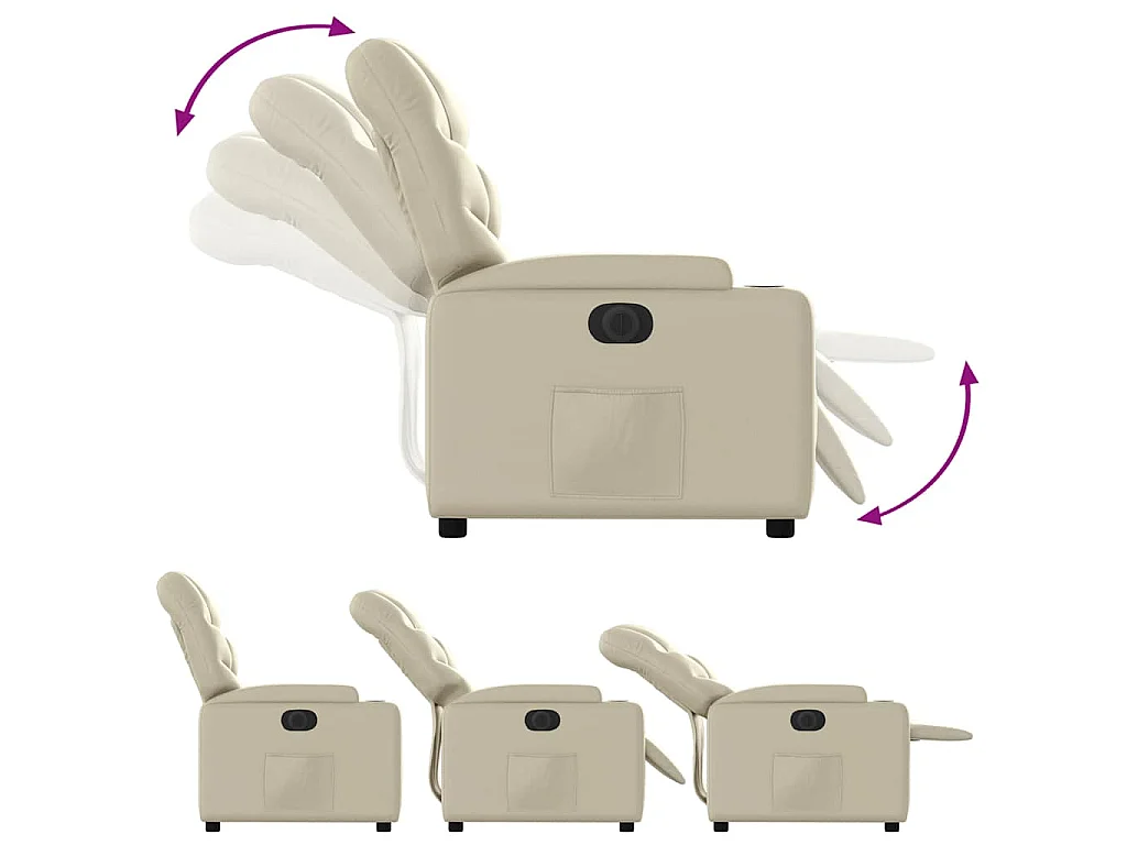 Fauteuil inclinable électrique Crème Similicuir