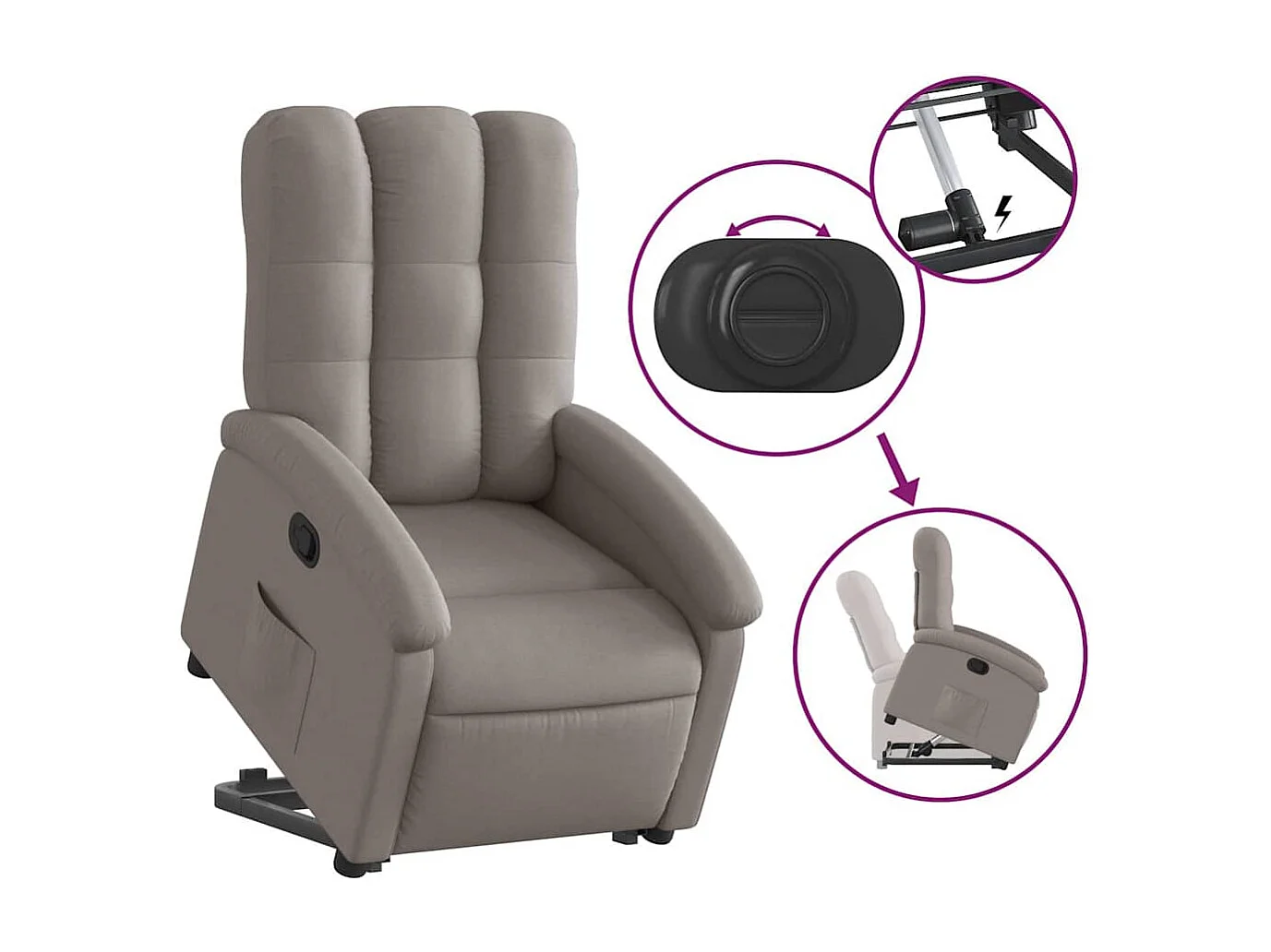 Relaxsessel mit Aufstehhilfe Taupe Stoff