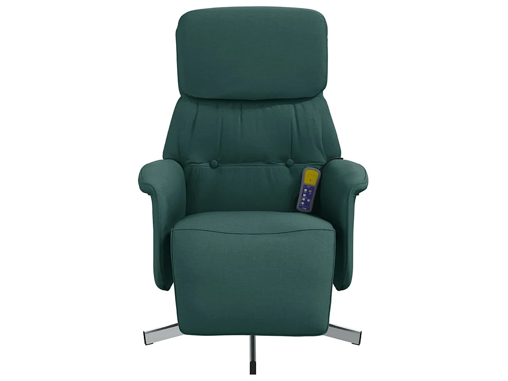 Fauteuil inclinable de massage et repose-pieds vert foncé tissu