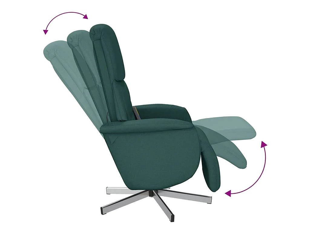Fauteuil inclinable de massage et repose-pieds vert foncé tissu