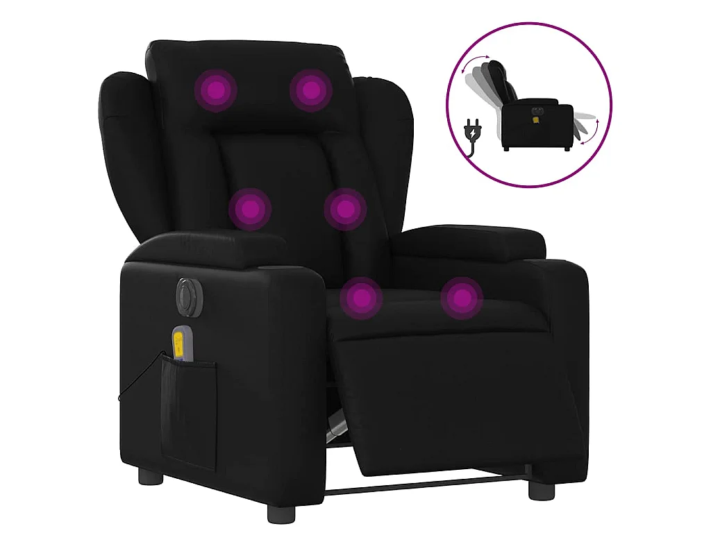 Poltrona Massaggiante Reclinabile Elettrica Nera in Similpelle