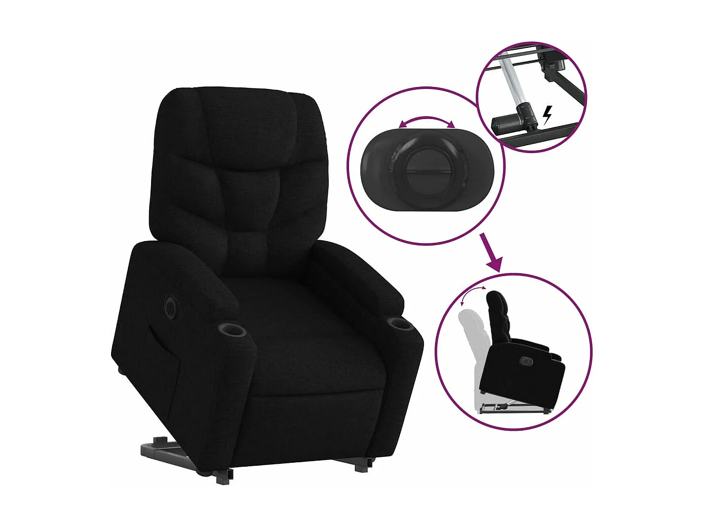 Sta-op-stoel elektrisch verstelbaar stof zwart