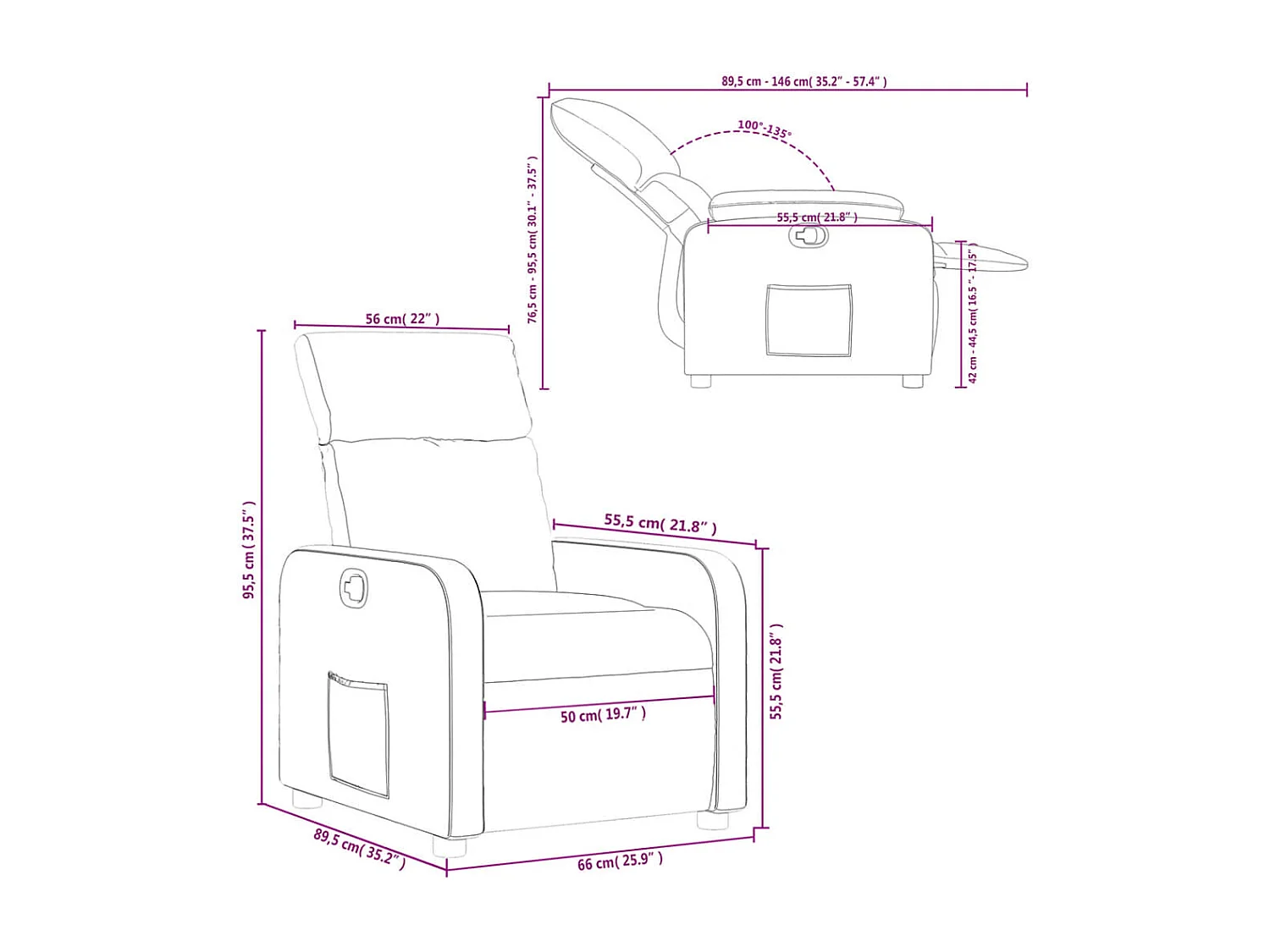 Fauteuil inclinable Crème Similicuir