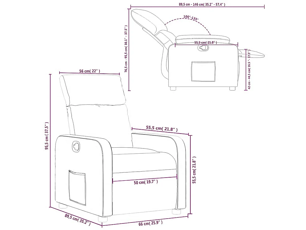 Fauteuil inclinable Crème Similicuir