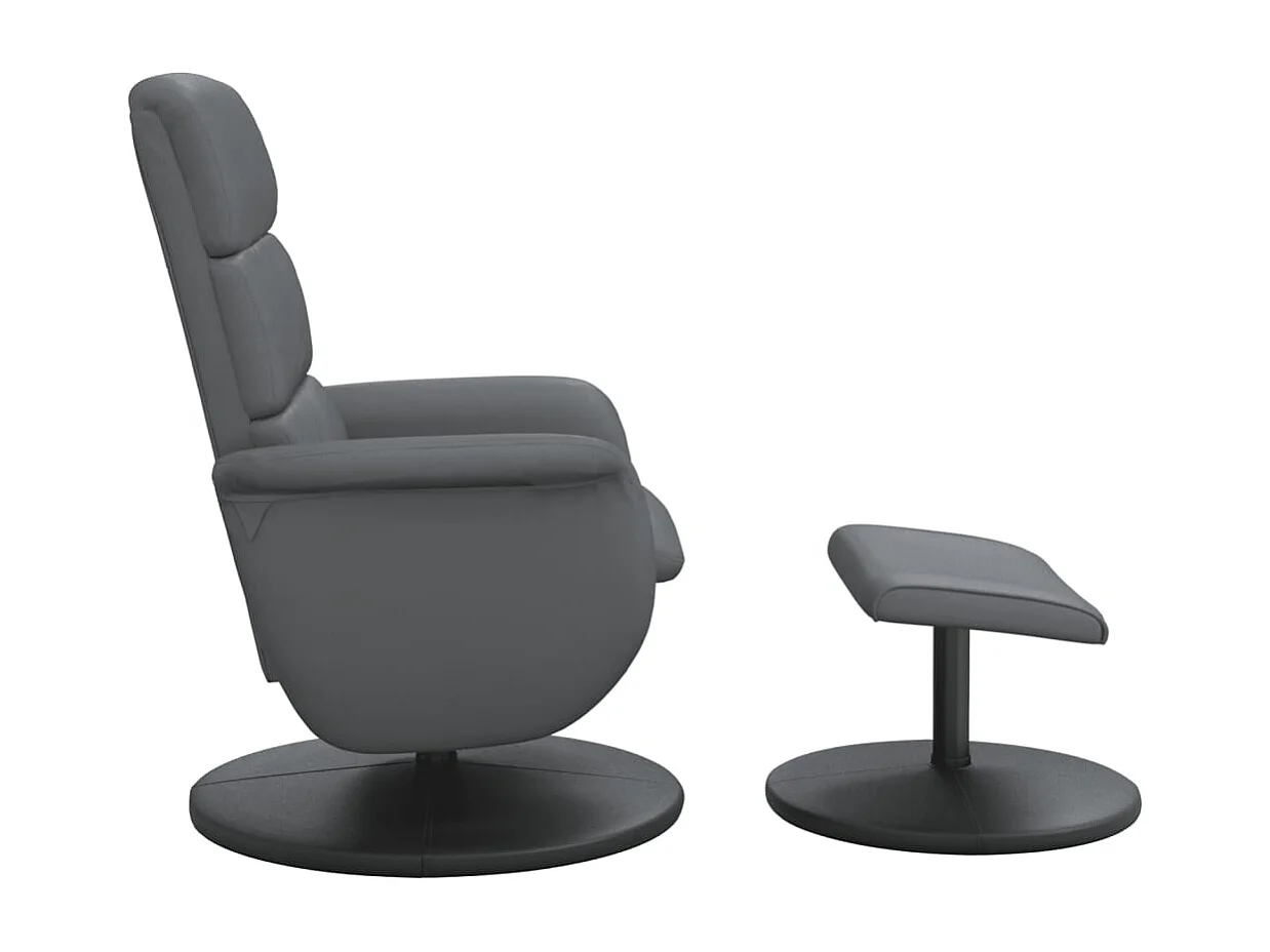 Fauteuil inclinable avec repose-pied gris similicuir