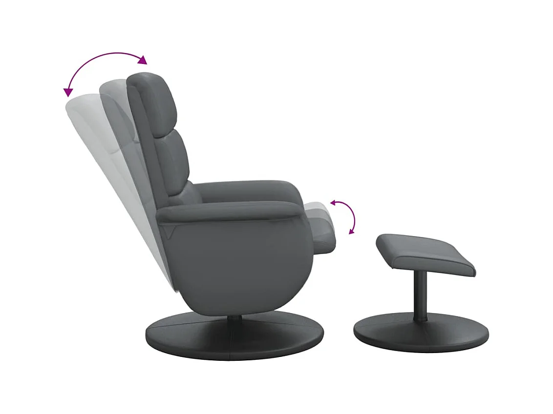 Fauteuil inclinable avec repose-pied gris similicuir